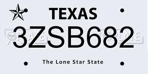 3ZSB682 Texas License Plate