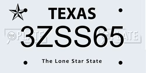 3ZSS65 Texas License Plate