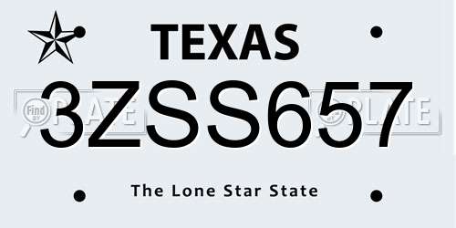 3ZSS657 Texas License Plate