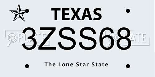 3ZSS68 Texas License Plate