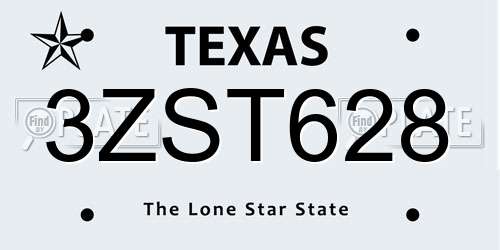 3ZST628 Texas License Plate