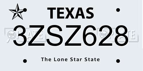 3ZSZ628 Texas License Plate