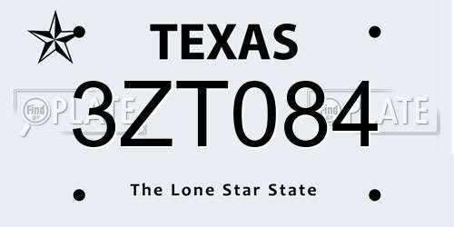 3ZT084 Texas License Plate
