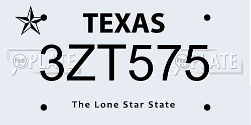 3ZT575 Texas License Plate