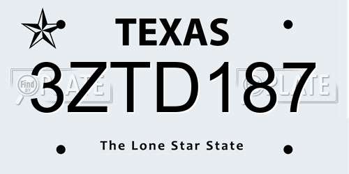 3ZTD187 Texas License Plate