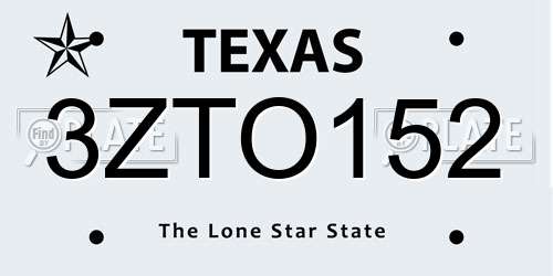 3ZTO152 Texas License Plate