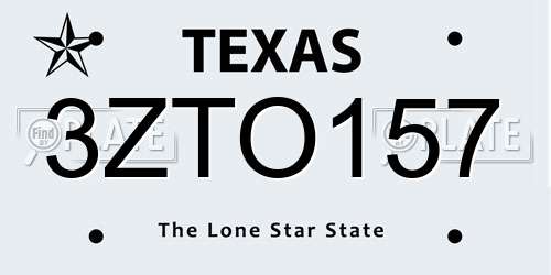 3ZTO157 Texas License Plate