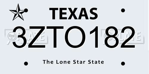 3ZTO182 Texas License Plate