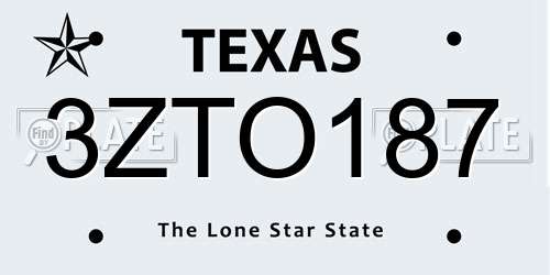 3ZTO187 Texas License Plate