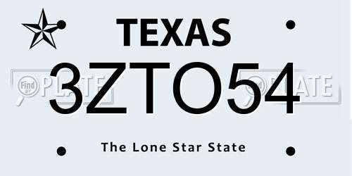3ZTO54 Texas License Plate