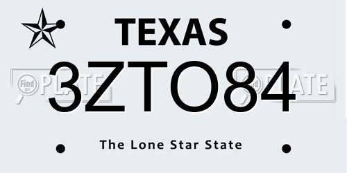 3ZTO84 Texas License Plate