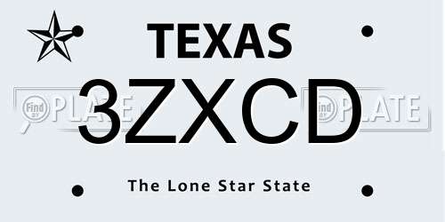 3ZXCD Texas License Plate