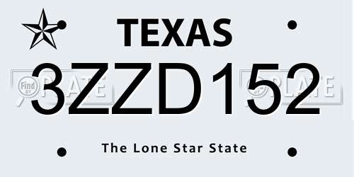 3ZZD152 Texas License Plate