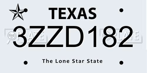 3ZZD182 Texas License Plate