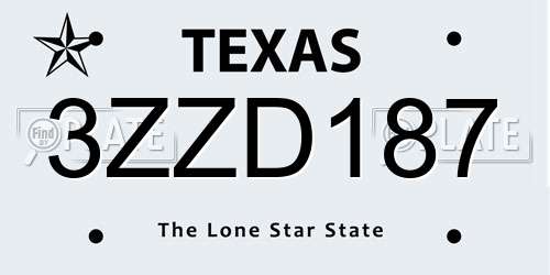 3ZZD187 Texas License Plate