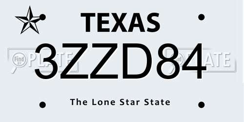 3ZZD84 Texas License Plate