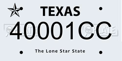 40001CC Texas License Plate