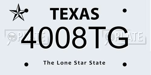 4008TG Texas License Plate