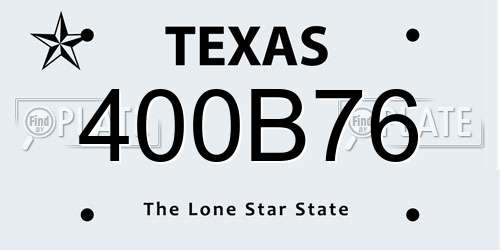400B76 Texas License Plate