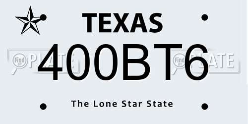 400BT6 Texas License Plate
