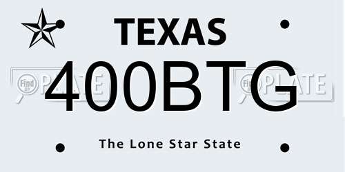 400BTG Texas License Plate