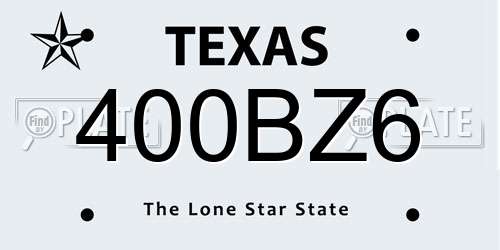 400BZ6 Texas License Plate