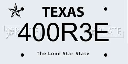 400R3E Texas License Plate