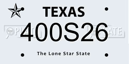 400S26 Texas License Plate