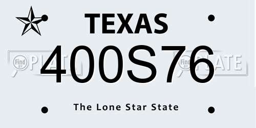 400S76 Texas License Plate