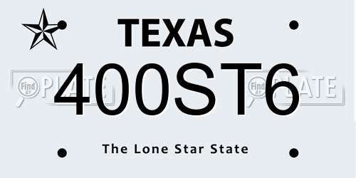400ST6 Texas License Plate