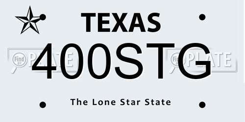 400STG Texas License Plate