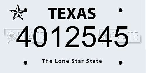 4012545 Texas License Plate