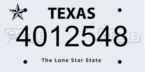 4012548 Texas License Plate