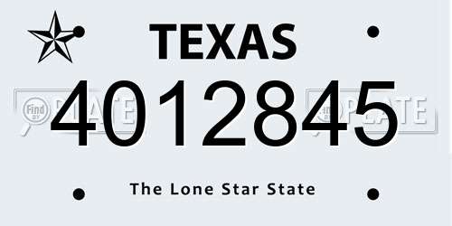 4012845 Texas License Plate
