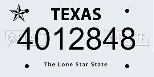 4012848 Texas License Plate