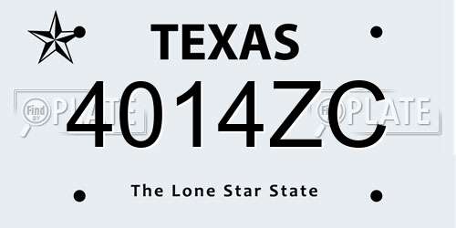 4014ZC Texas License Plate