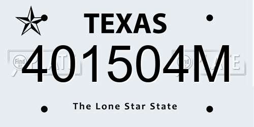 401504M Texas License Plate
