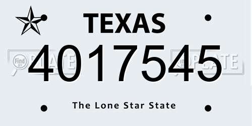 4017545 Texas License Plate