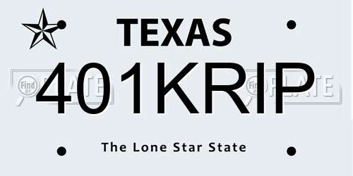 401KRIP Texas License Plate