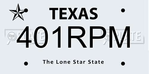 401RPM Texas License Plate