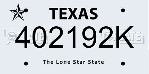 402192K Texas License Plate