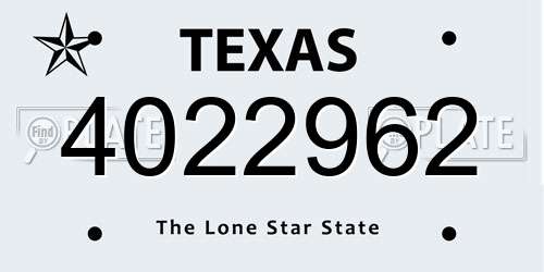4022962 Texas License Plate