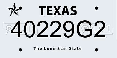 40229G2 Texas License Plate