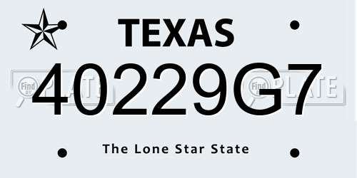 40229G7 Texas License Plate