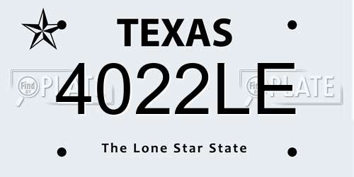 4022LE Texas License Plate