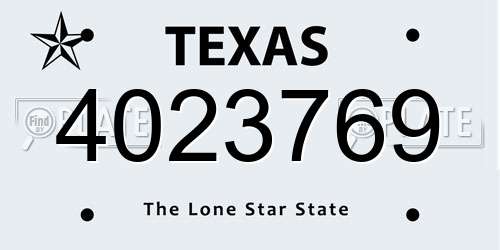 4023769 Texas License Plate