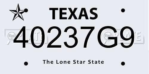 40237G9 Texas License Plate