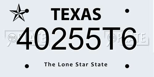 40255T6 Texas License Plate