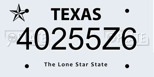 40255Z6 Texas License Plate