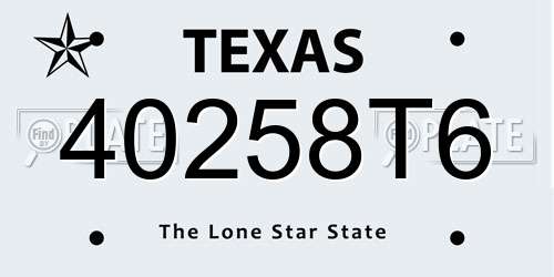40258T6 Texas License Plate